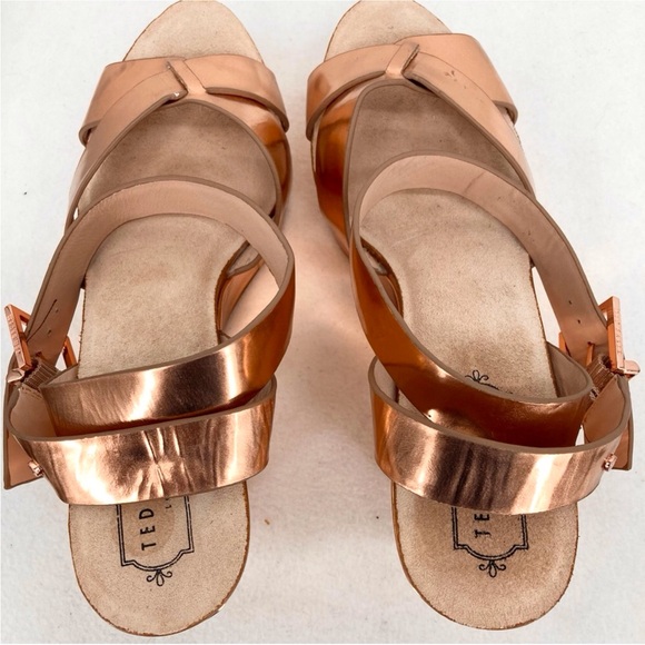 Ted Baker London Merlotte Platform Wedge Rose Gold Sandals Size 8.5 - Picture 7 of 12